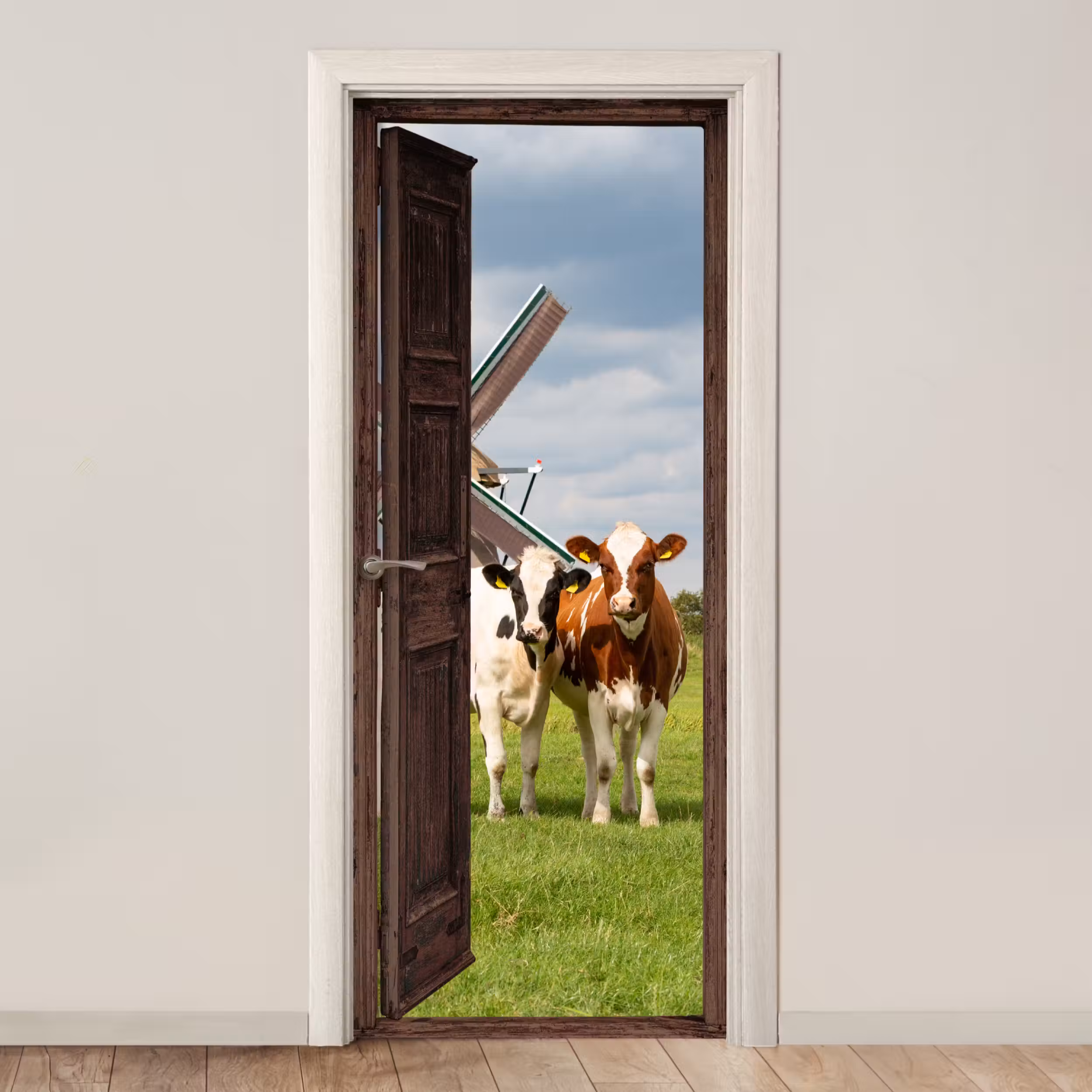 Deursticker - Doorkijk - Koeien - Dieren - Weiland - Natuur