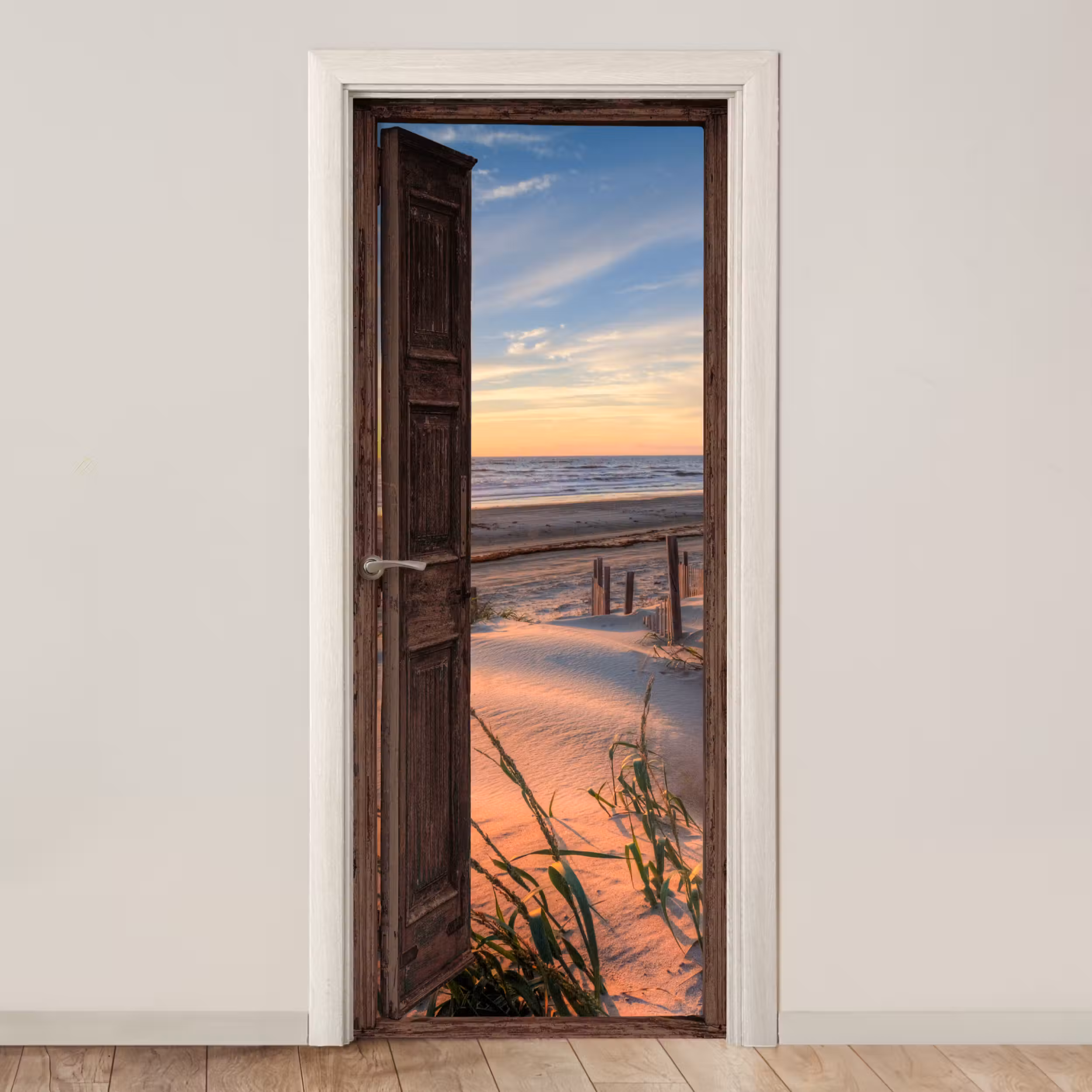 Deursticker - Doorkijk - Strand - Zee - Natuur - Duinen