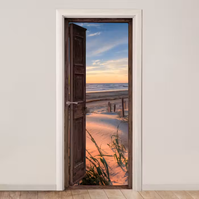 Deursticker - Doorkijk - Strand - Zee - Natuur - Duinen