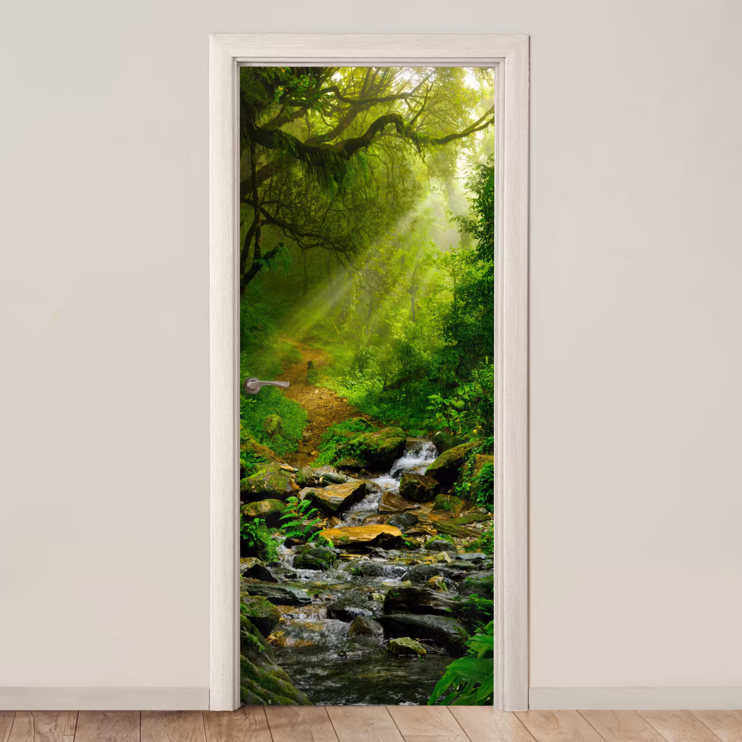 Deursticker - Jungle - Groen - Waterval - Natuur