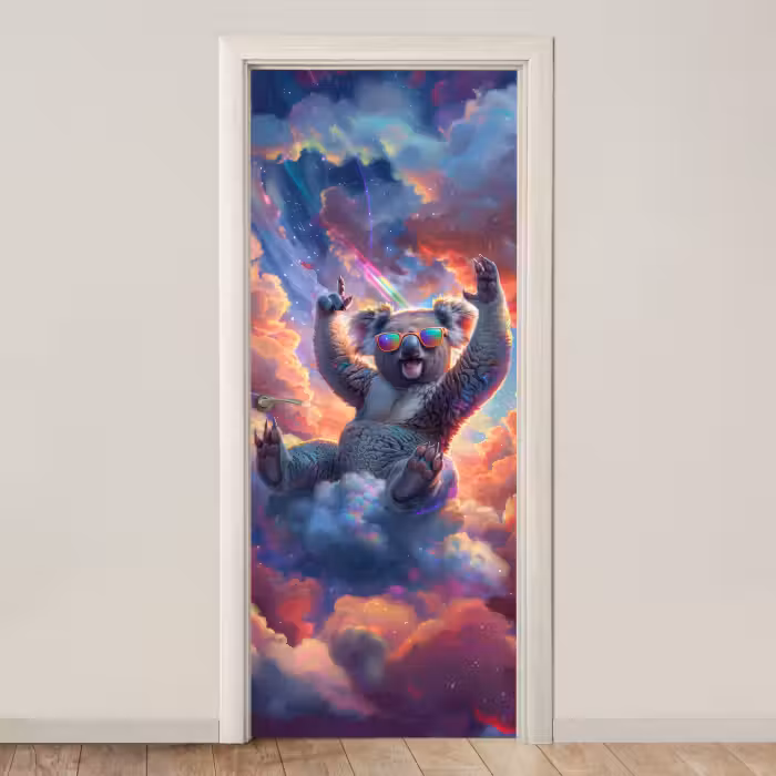Deursticker - Koala - Dier - Zonnebril - Wolken