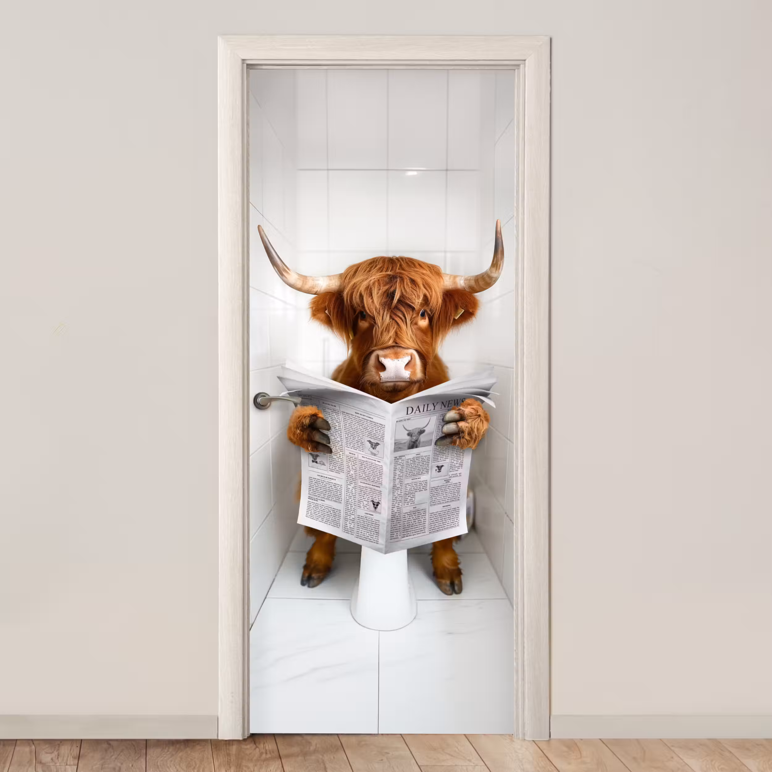 Deursticker - Schotse Hooglander - Krant - WC - Dier