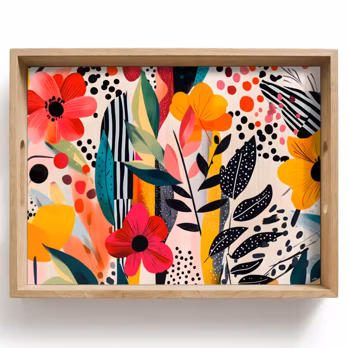 Dienblad - Bloemen - Bladeren - Abstract - Kleurrijk
