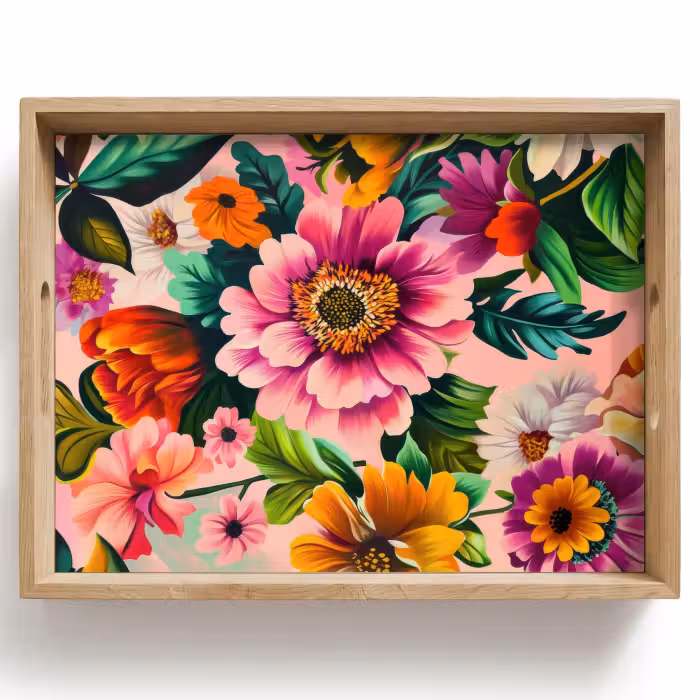 Dienblad - Bloemen - Kleurrijk - Roze