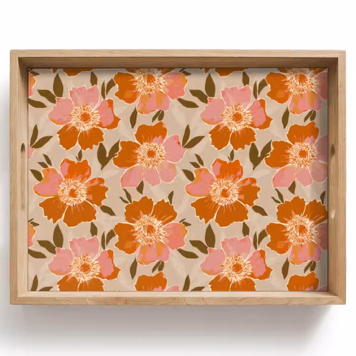 Dienblad - Bloemen - Motief - Retro