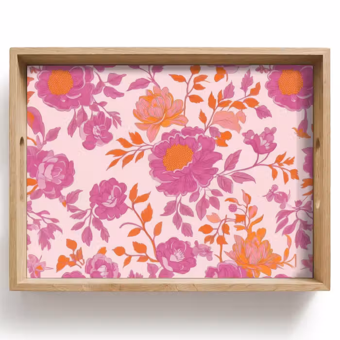 Dienblad - Bloemenpatroon - Roze - Oranje - Bloemen
