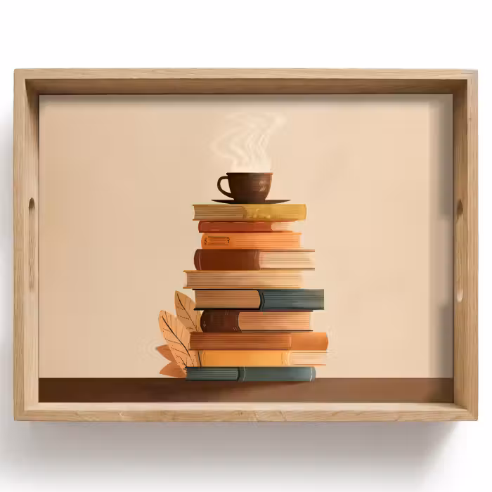 Dienblad - Boeken - Toren - Koffie - Beige