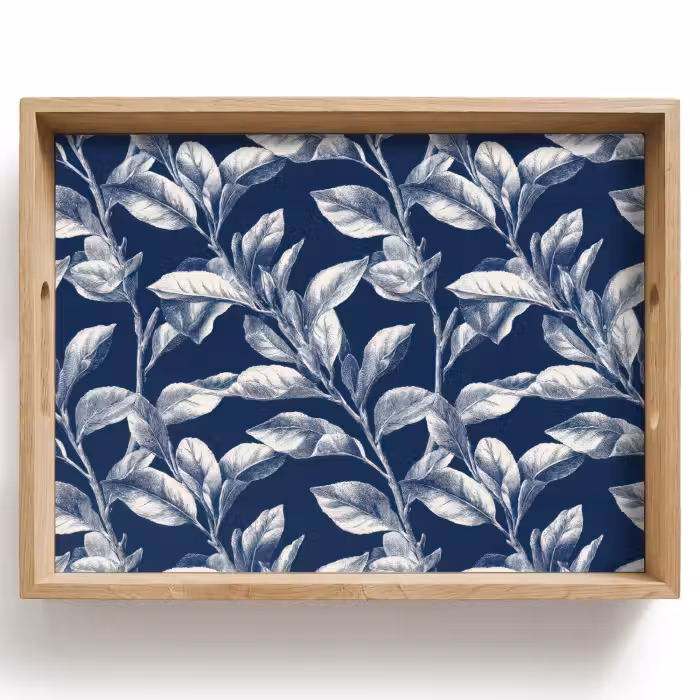 Dienblad - Botanisch - Patroon - Blauw