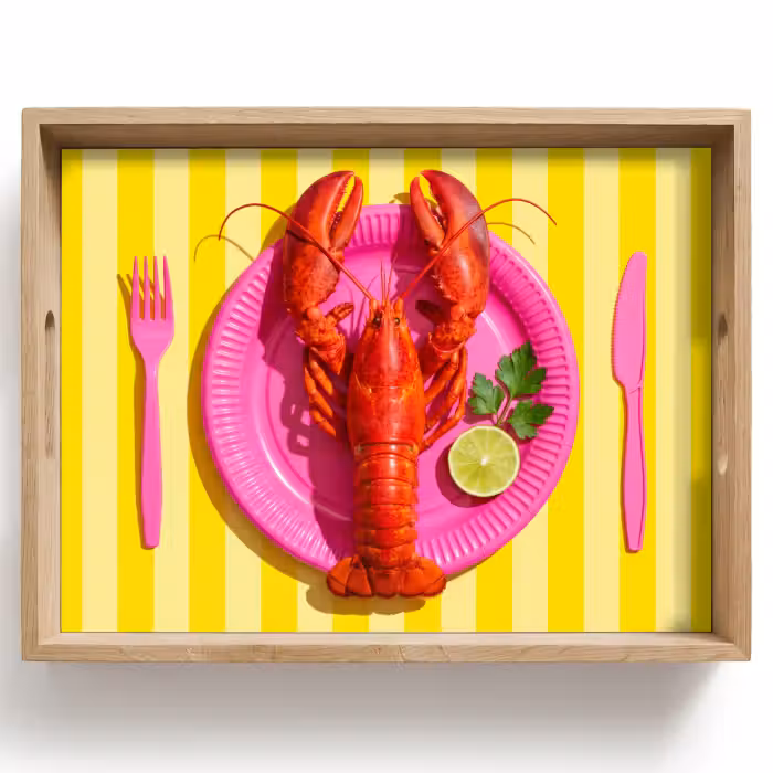 Dienblad - Eten - Roze - Geel - Modern - Culinaire