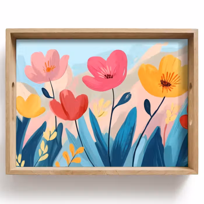 Dienblad - Illustratie - Bloemen - Kleurrijk