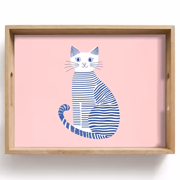 Dienblad - Kat - Illustratie - Minimalistisch - Roze