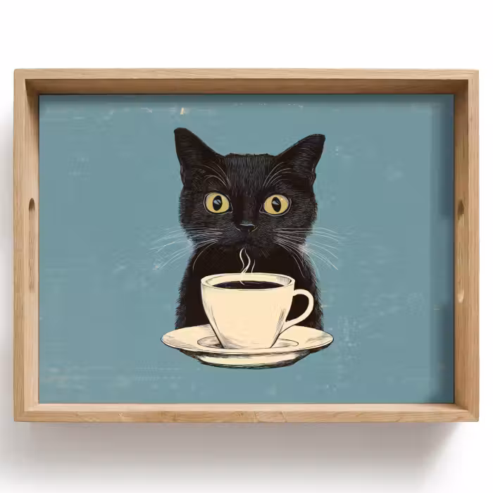 Dienblad - Kat - Zwart - Koffie - Minimalistisch