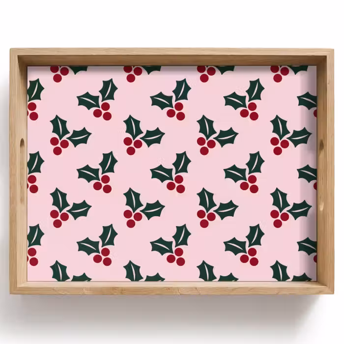 Dienblad - Kerst - Hulst - Groen - Roze