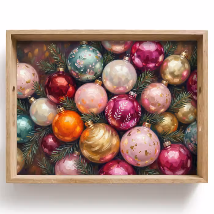Dienblad - Kerstballen - Kleurrijk - Feest