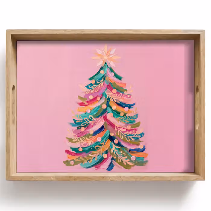Dienblad - Kerstboom - Abstract - Kleurrijk