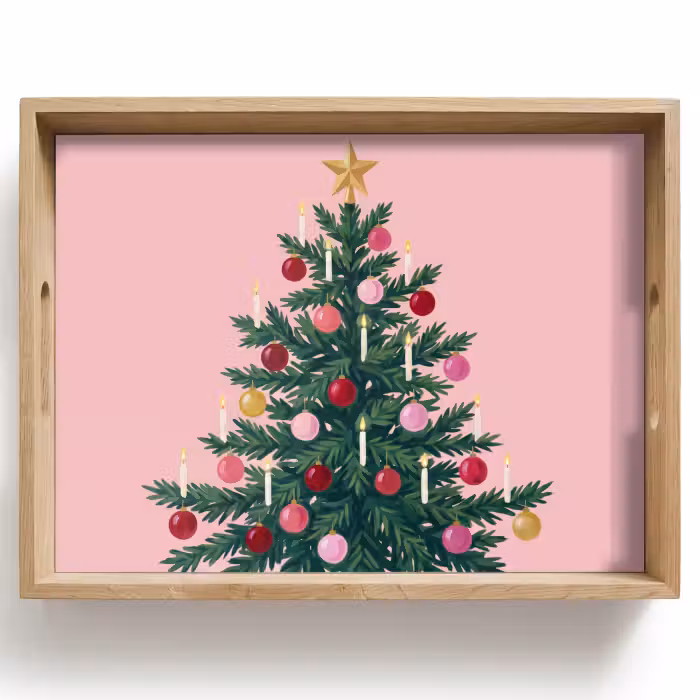Dienblad - Kerstboom - Kerst - Roze