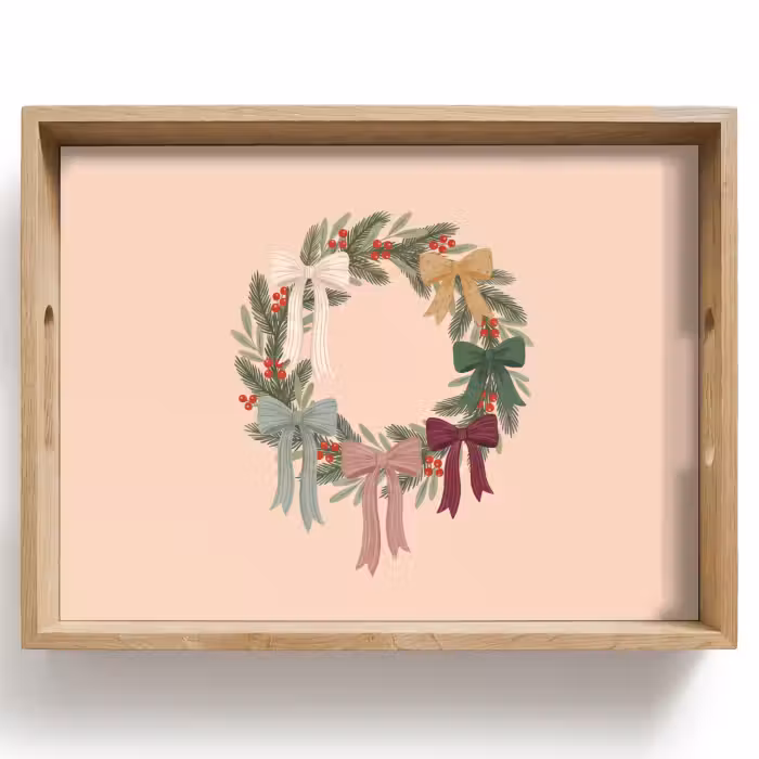 Dienblad - Kerstkrans - Strikken - Kerst