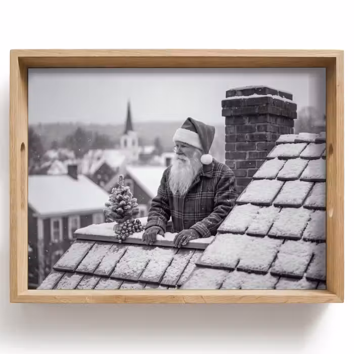 Dienblad - Kerstman - Dak - Sneeuw
