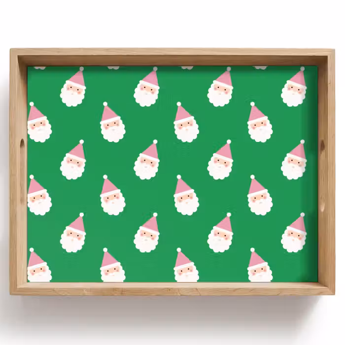 Dienblad - Kerstman - Kerst - Roze - Groen
