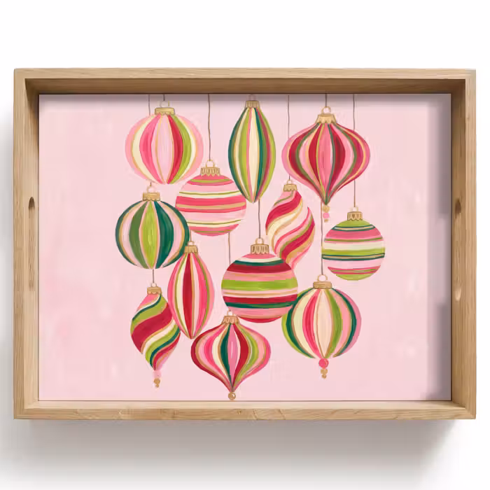 Dienblad - Kerstversiering - Gestreept - Roze