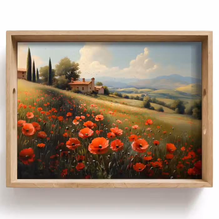 Dienblad - Klaprozen - Rood - Heuvels - Landschap