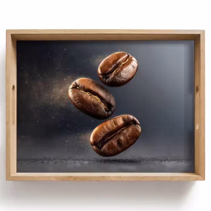 Dienblad - Koffiebonen - Zwevend - Grijs