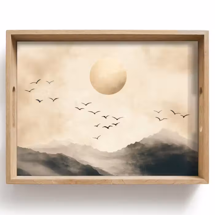 Dienblad - Landschap - Japandi - vogel