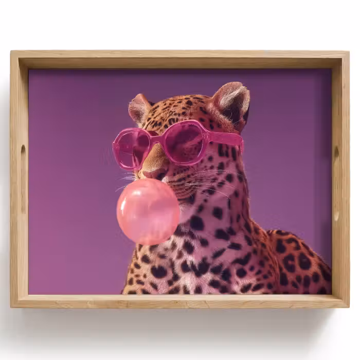 Dienblad - Panter - Zonnebril - Kauwgombel - Roze