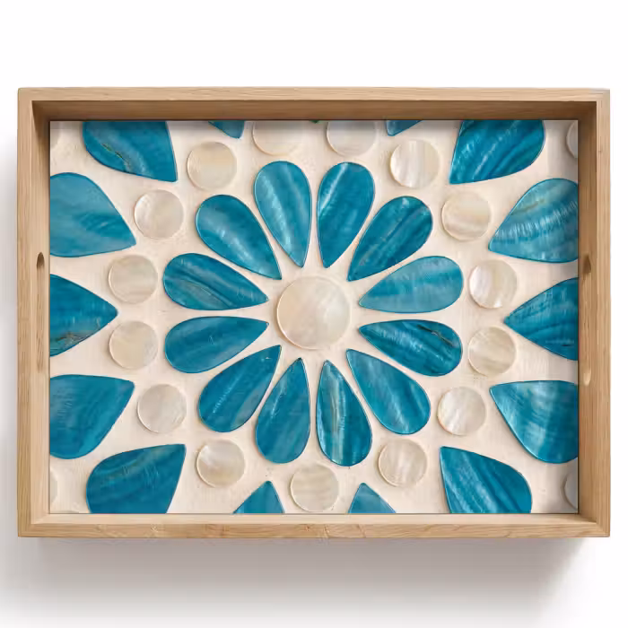 Dienblad - Patroon - Mozaïek - Schelpen - Abstract - Turquoise