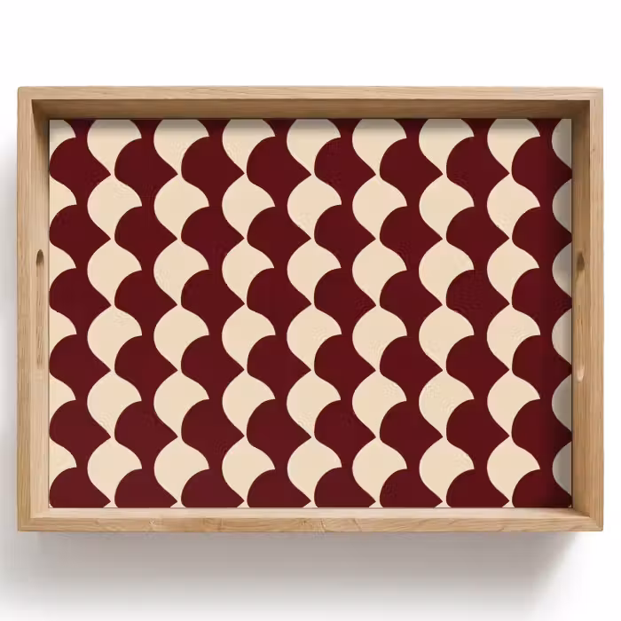 Dienblad - Rood - Tegelpatroon - Crème