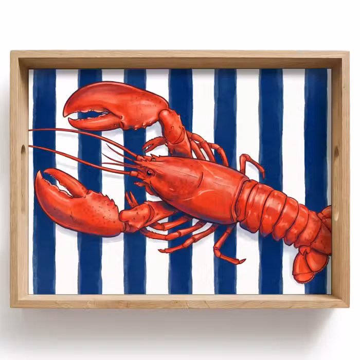 Dienblad - Schaaldier - Kreeft - Marine - Illustratie - Rood