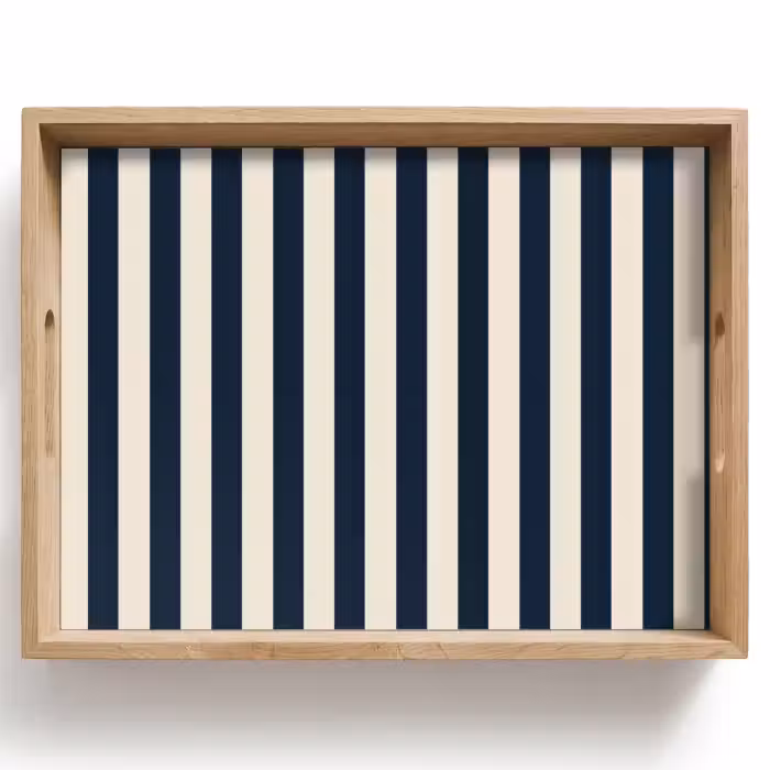 Dienblad - Verticale strepen - Blauw - Crème