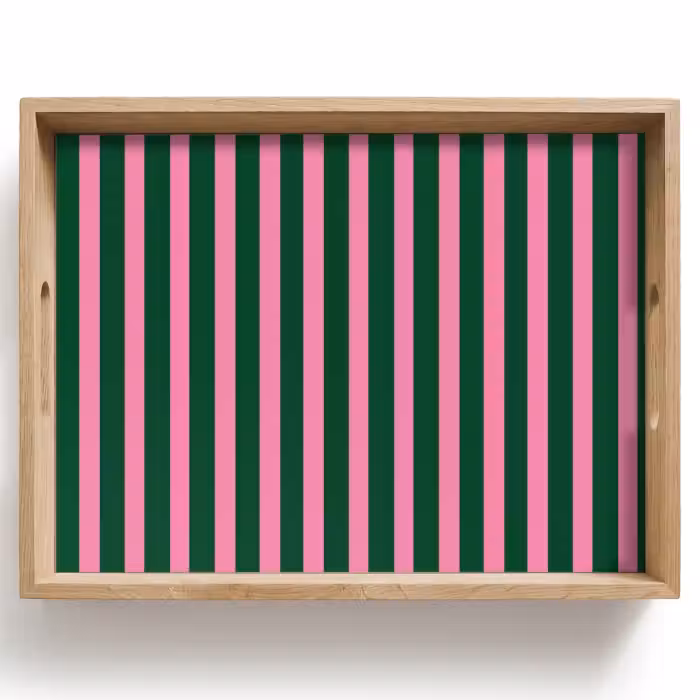 Dienblad - Verticale strepen - Groen - Roze