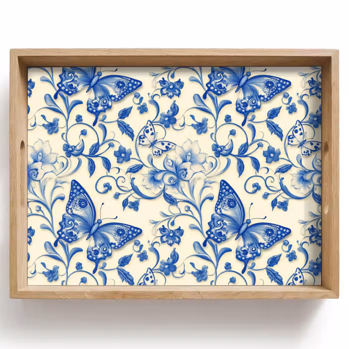 Dienblad - Vlinders - Bloemen - Blauw - Botanisch