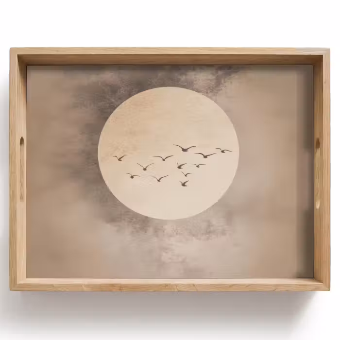 Dienblad - Vogel - Beige - Japandi