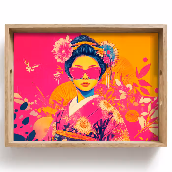Dienblad - Vrouw - Zonnebril - Abstract - Oranje