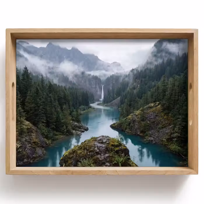 Dienblad - Waterval - Bomen - Bergen