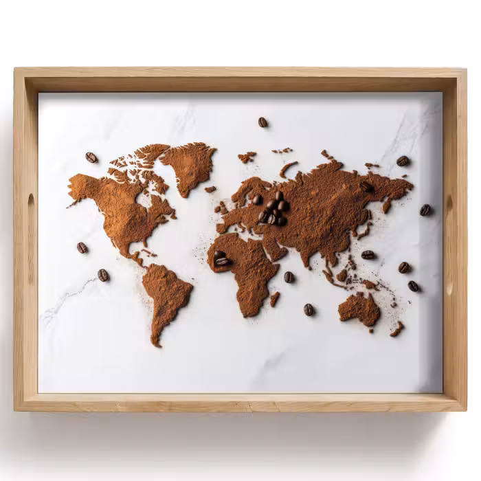 Dienblad - Wereldkaart - Koffie - Marmer