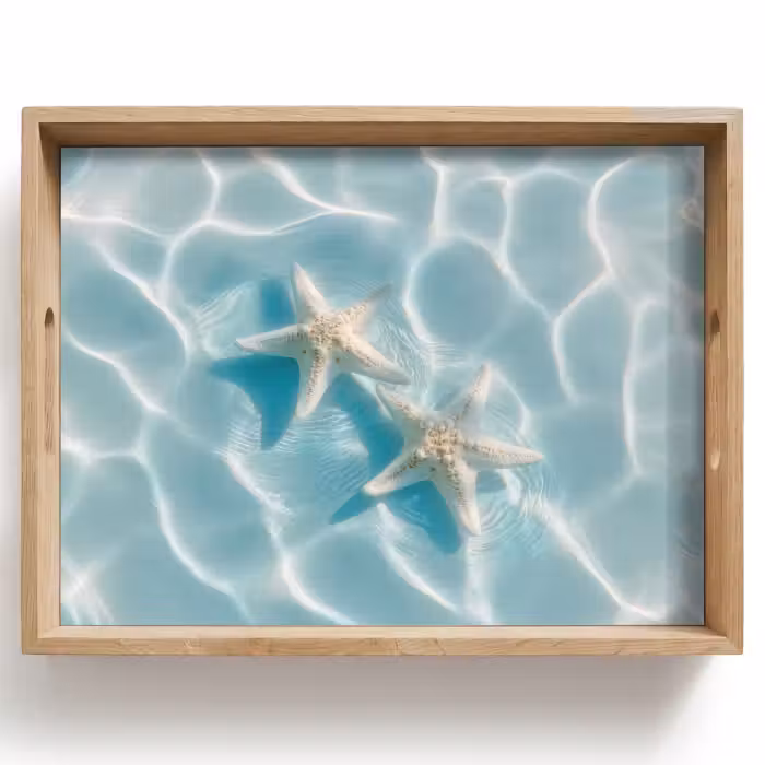 Dienblad - Zeesterren - Golvend water - Rustgevend