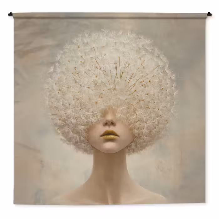 Wandkleed - Dromerig - Beige - Paardenbloemzaadjes