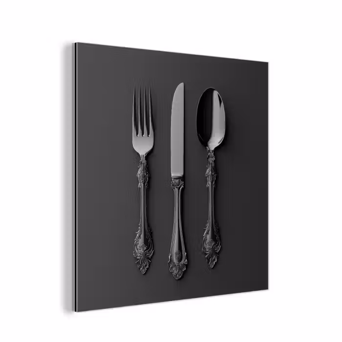 Aluminium schilderij - Bestek - Zwart