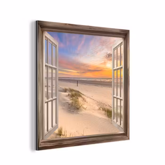 Aluminium schilderij - Doorkijk - Strand - Duinen - Natuur - Landschap