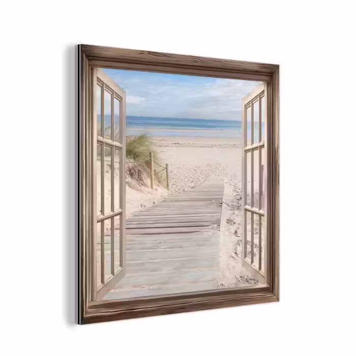 Aluminium schilderij - Doorkijk - Strand - Duinen - Pad - Landschap