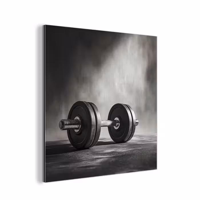 Aluminium schilderij - Halter - Gewichten - Zwart