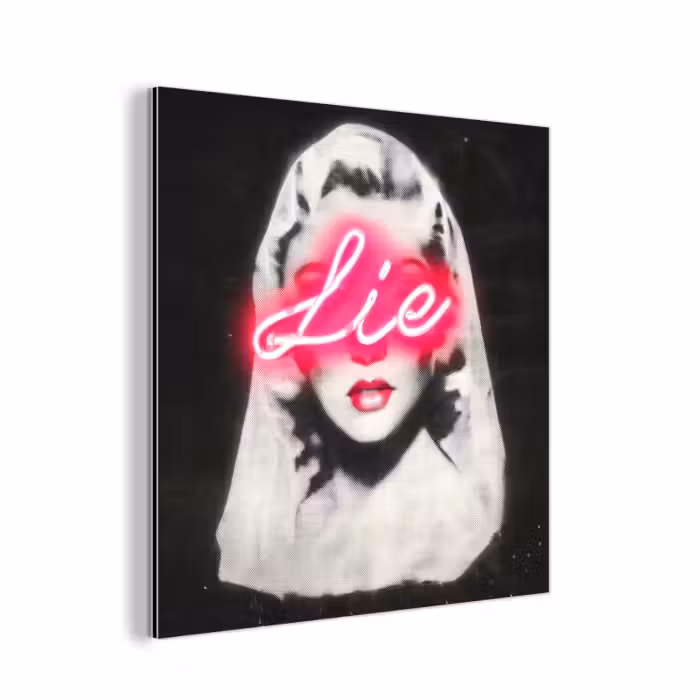 Aluminium schilderij - Neon - Letters - Vintage - Vrouw