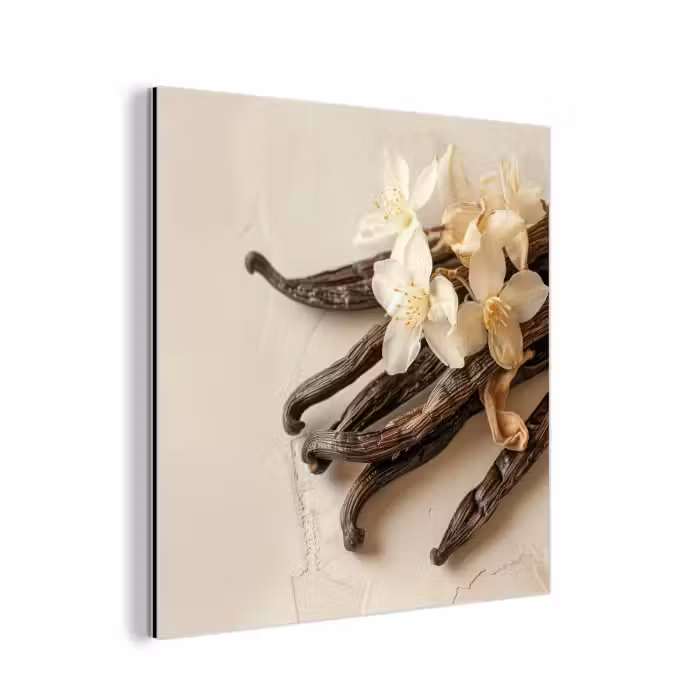 Aluminium schilderij - Vanille - Bloemen - Beige