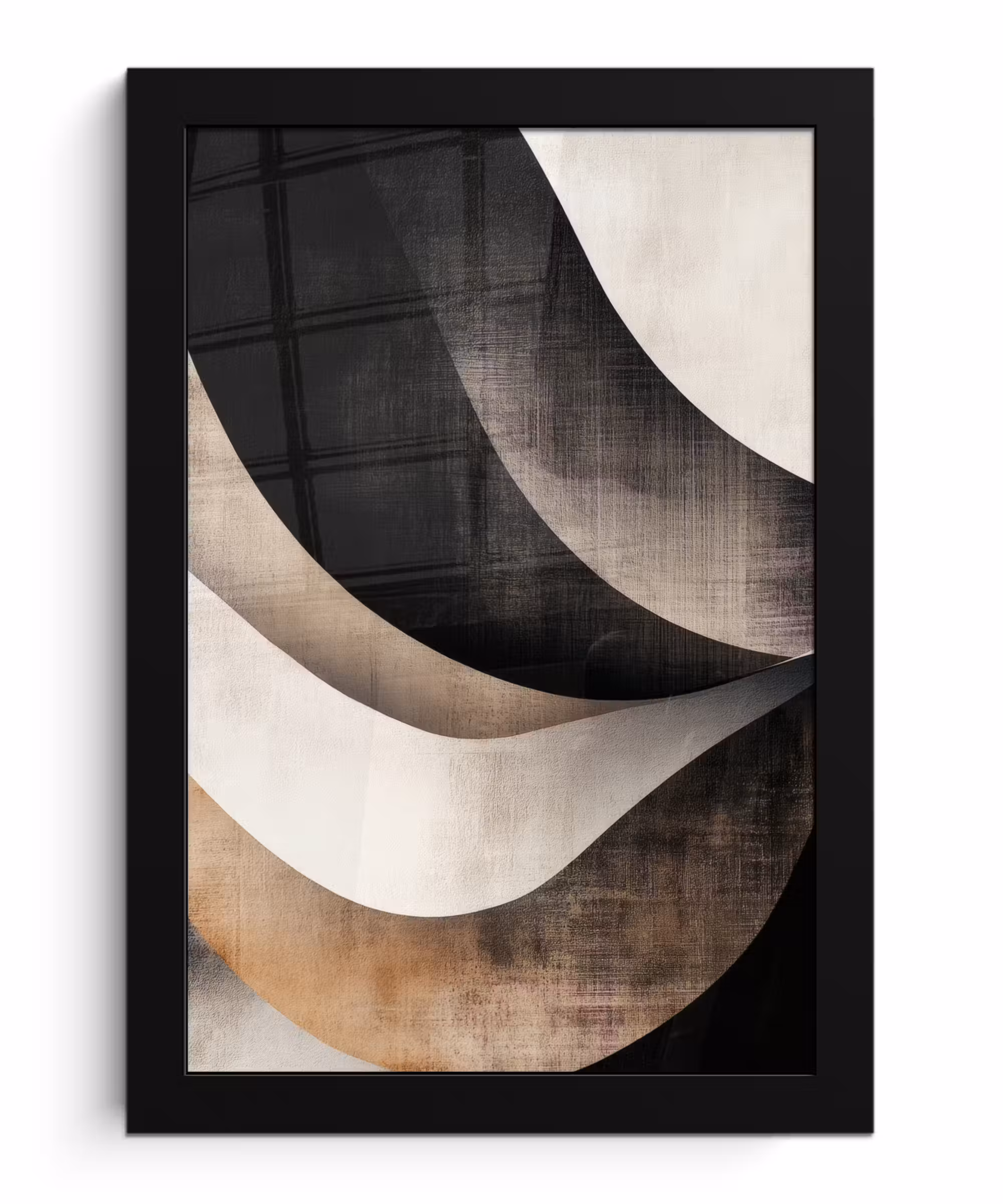 Poster met lijst - Abstract - Golven - Zwart - Verweerd