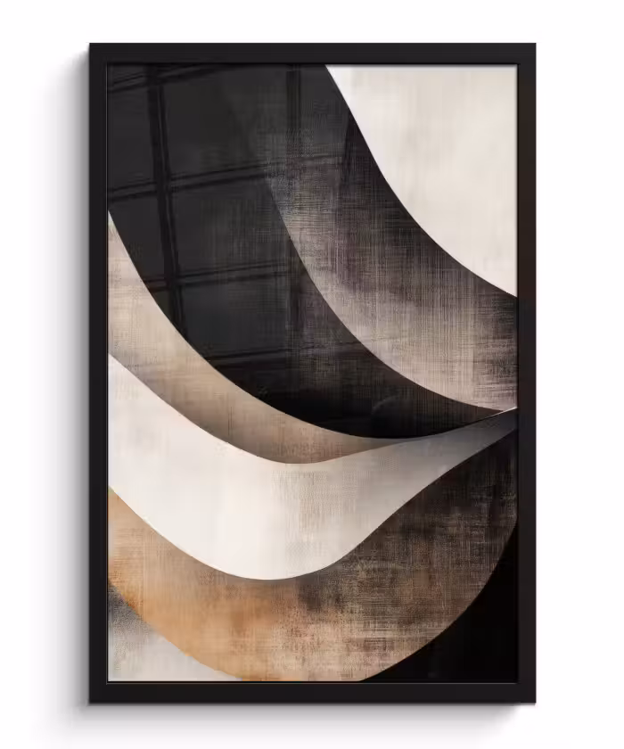 Poster met lijst - Abstract - Golven - Zwart - Verweerd