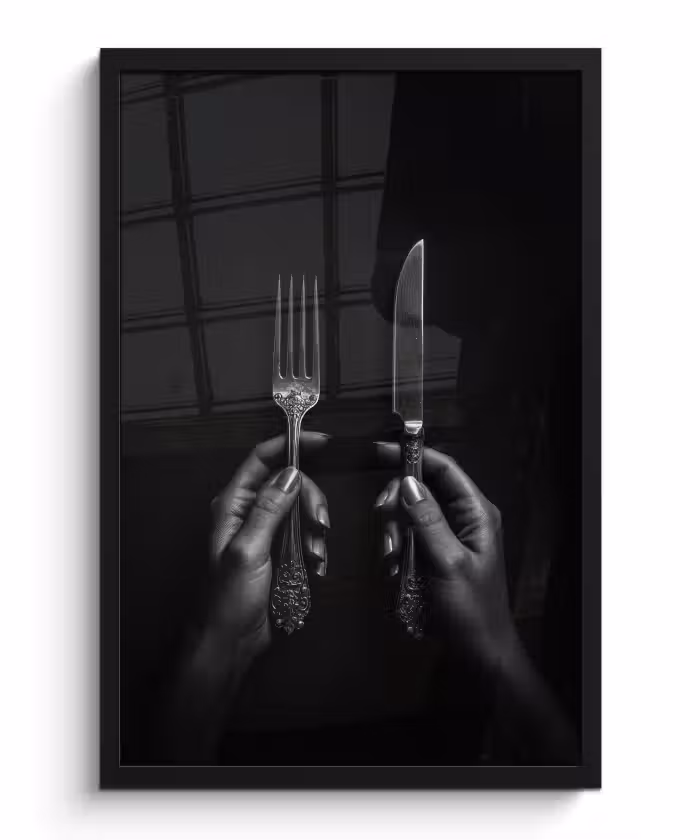 Poster met lijst - Bestek - Zwart - Wit