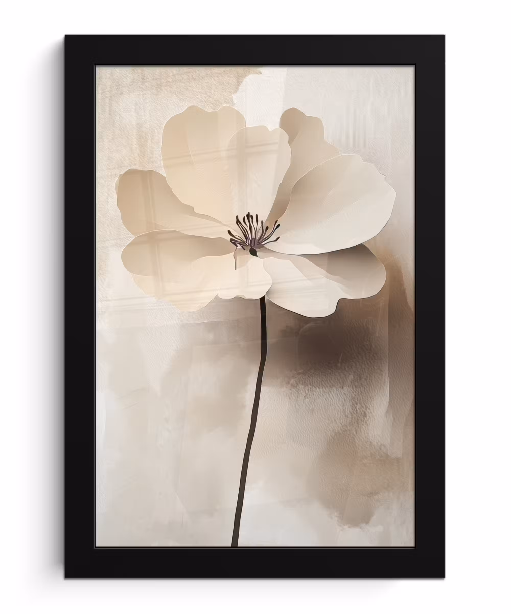 Poster met lijst - Bloem - Beige - Verf - Schaduw